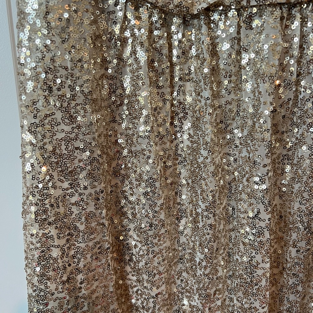 David's Bridal Champagne Sequin Dress Sleeveless Long - Picture 3 of 6